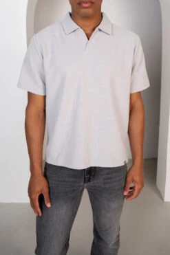 Waffle Boxy Open Neck Polo - Grey(Waffle Boxy Open Neck Polo Grey) 12 Waffle Boxy Open Neck Polo - Grey(Waffle Boxy Open Neck Polo Grey) -Jk Attire Product5 17