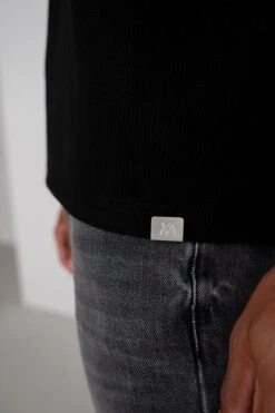 Waffle Boxy Open Neck Polo - Black(Waffle Boxy Open Neck Polo Black) -Jk Attire Product6 8
