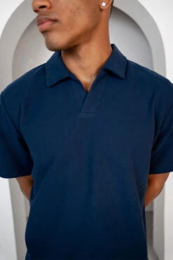 Waffle Boxy Open Neck Polo - Navy(Waffle Boxy Open Neck Polo Navy) 8 Waffle Boxy Open Neck Polo - Navy(Waffle Boxy Open Neck Polo Navy) -Jk Attire Product7 10