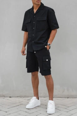 Boxy Ripstop Oversized Shirt - Black(Mst14 2433 Bk) -Jk Attire RAH06174
