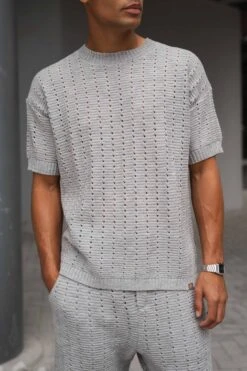 Boxy Hole Knit T-Shirt - Grey(Mst14 2427 Ch Copy)