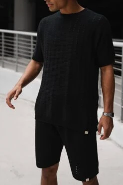 Boxy Hole Knit T-Shirt - Black(Mst14 2427) -Jk Attire RAH06517