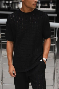 Boxy Hole Knit T-Shirt - Black(Mst14 2427)
