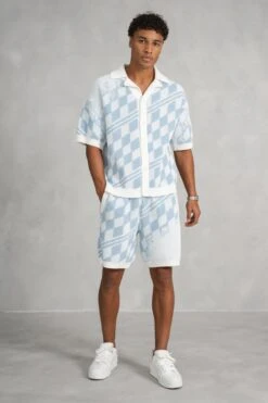 Knitted Checked Shorts - Pale Blue/White(Msh14 2424 Pb) -Jk Attire RAH06792 04de62aa 6f11 4b69 aea7 a4c050cfe5e2
