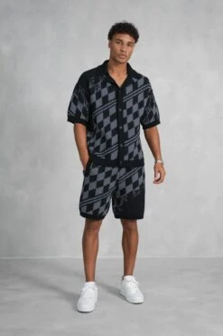 Knitted Checked Shorts - Black/Charcoal(Msh14 2424 Bk) -Jk Attire RAH06837 b9927537 ca72 4652 afaf e138f9bef119