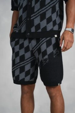 Knitted Checked Shorts - Black/Charcoal(Msh14 2424 Bk) -Jk Attire RAH06851