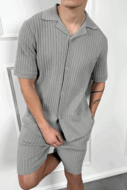 Pleated Revere Shirt - Grey(Mst14 2425 Bk Copy)