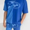 Split Panel Graphic Full Twin Set - Blue(New Split Panel Graphic T Shirt Blue)