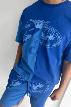 Split Panel Graphic Full Twin Set - Blue(New Split Panel Graphic T Shirt Blue) -Jk Attire SPLIT5