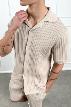 Pleated Revere Shirt - Taupe(Mst14 2425 Tp) -Jk Attire STONE10