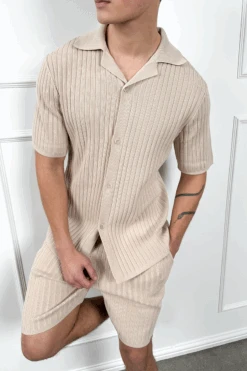 Pleated Revere Shirt - Taupe(Mst14 2425 Tp) -Jk Attire STONE5