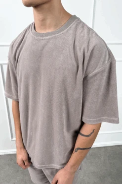 Oversized Towelling Twin Set - Taupe(New Oversized Towelling Twin Set Black) -Jk Attire TAUPE1