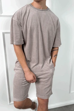 Oversized Towelling Twin Set - Taupe(New Oversized Towelling Twin Set Black)