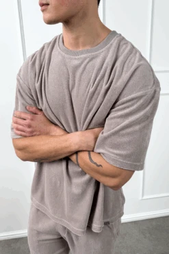 Oversized Towelling Twin Set - Taupe(New Oversized Towelling Twin Set Black) -Jk Attire TAUPE3