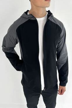 Panel Tech Zip-Up Jacket - Black/Charcoal(New Panel Tech Zip Up Jacket Black Charcoal) -Jk Attire TRACK4
