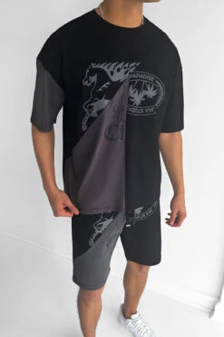 Split Panel Graphic Full Twin Set - Black(New Split Panel Graphic T Shirt Black Charcoal)