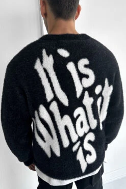 It Is What It Is' Mohair Crew Neck Sweatshirt - Black(New Sept Drop It Is What It Is Mohair Crew Neck Sweatshirt Black) -Jk Attire itis2 68e02720 e284 4560 9567 81162f7f12cb